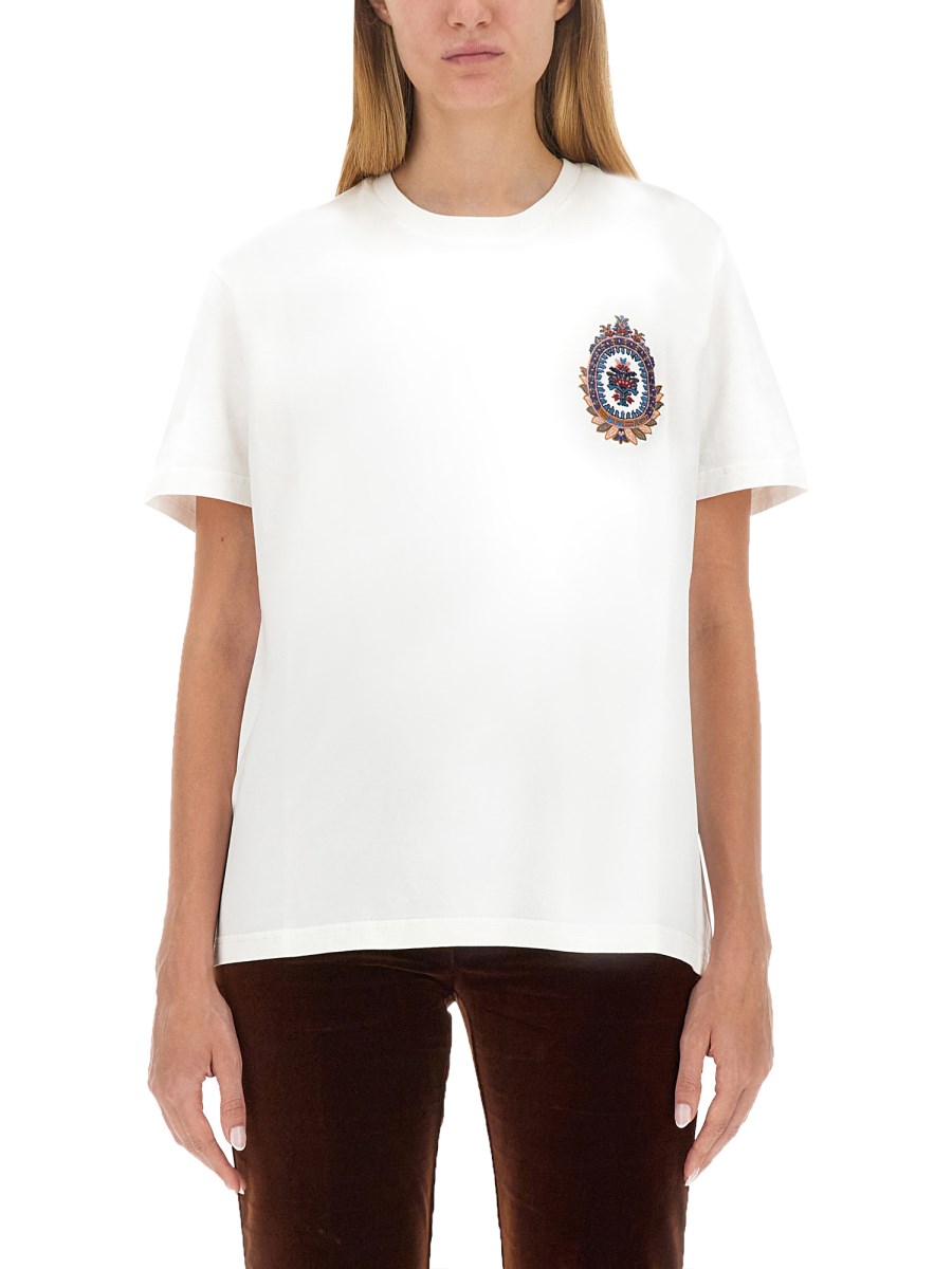 ETRO T-SHIRT IN JERSEY DI COTONE CON RICAMO LOGO