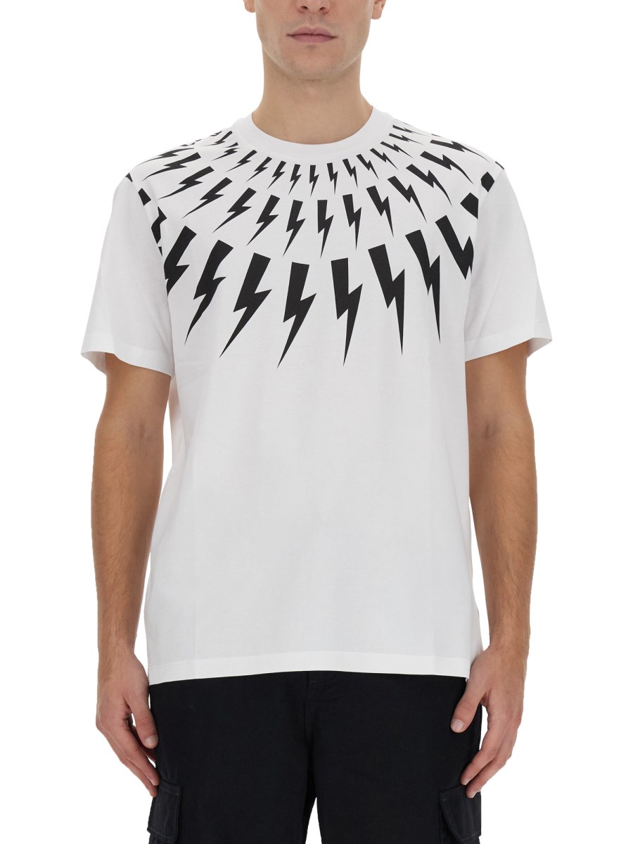 NEIL BARRETT T-SHIRT FAIRISLE THUNDERBOLT