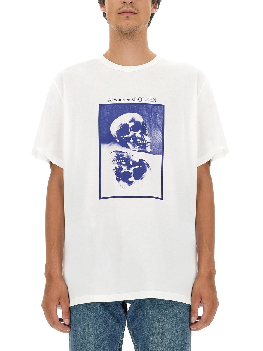 ALEXANDER McQUEEN T-SHIRT IN JERSEY DI COTONE CON STAMPA LOGO