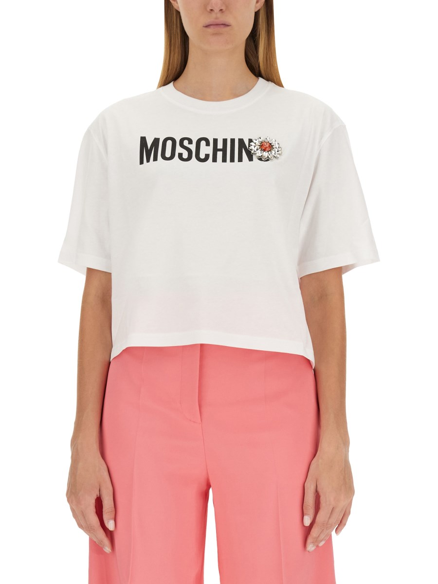 Moschino printed cotton discount jersey t shirt