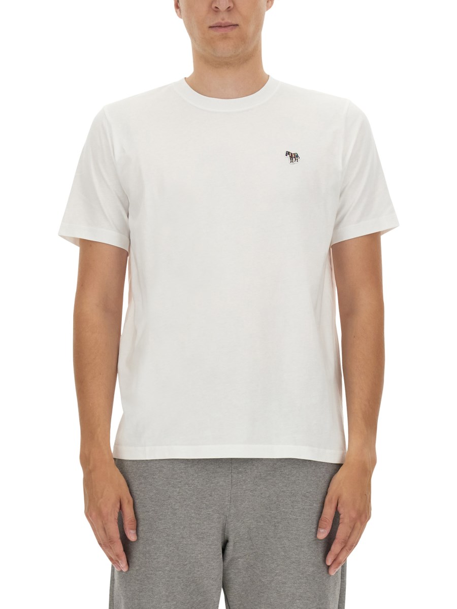 PS BY PAUL SMITH T-SHIRT IN JERSEY DI COTONE CON LOGO ZEBRA