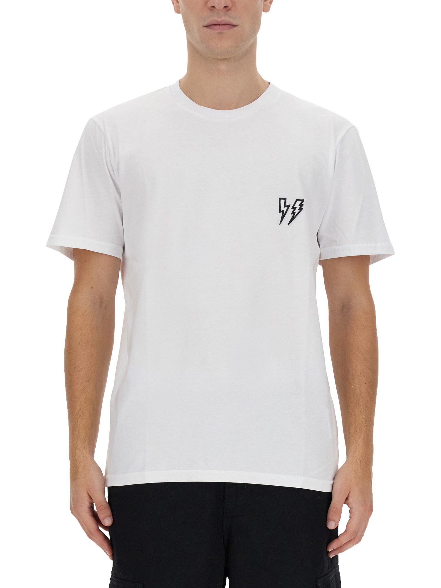 Shop Neil Barrett "double Bolt" T-shirt In White