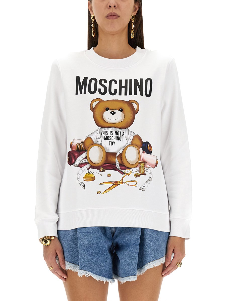 MOSCHINO - COTTON SWEATSHIRT WITH TEDDY PRINT - Eleonora Bonucci