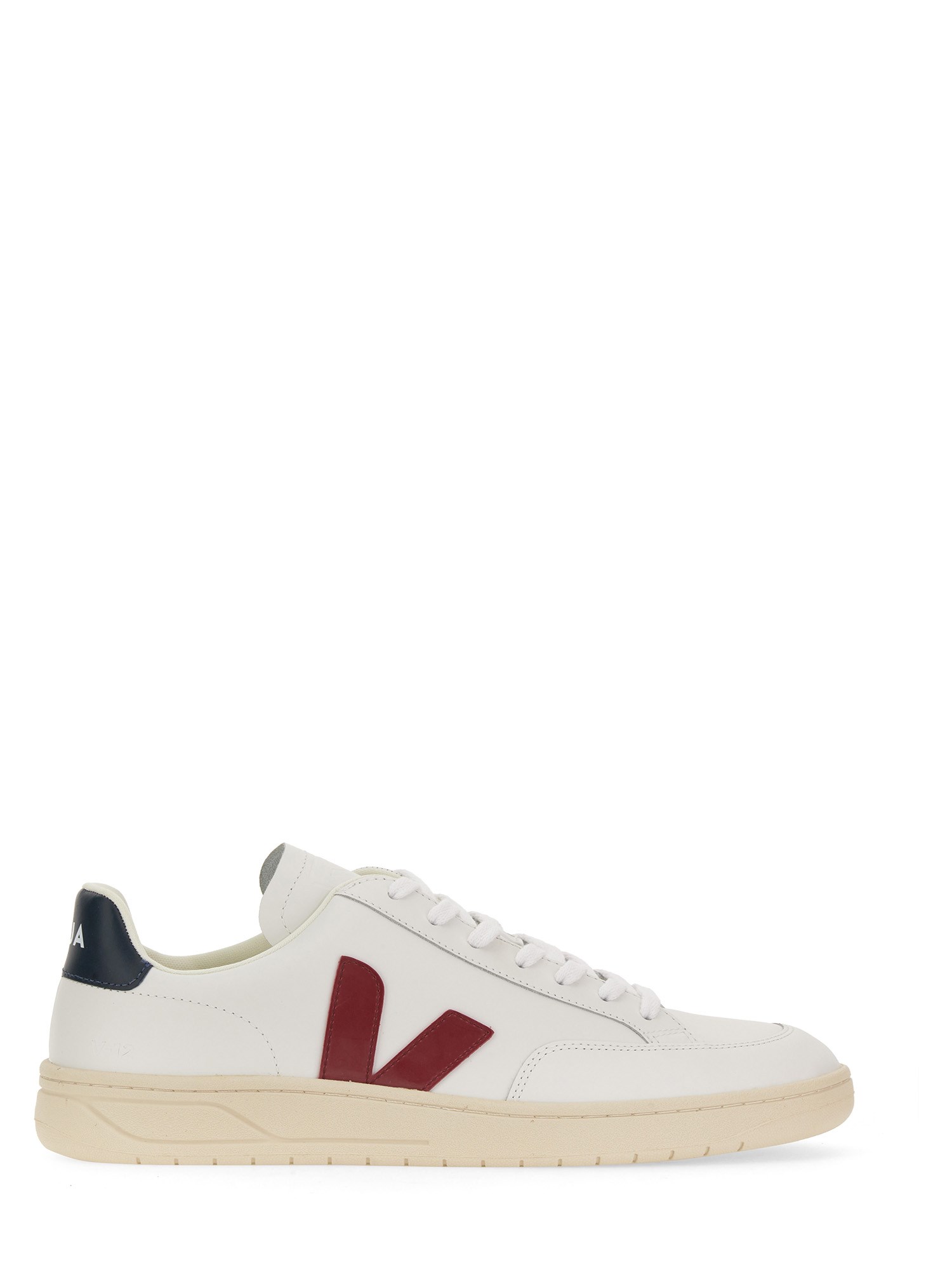 Veja Extra White Marsala And Navy Leather V - 12 Sneakers In White