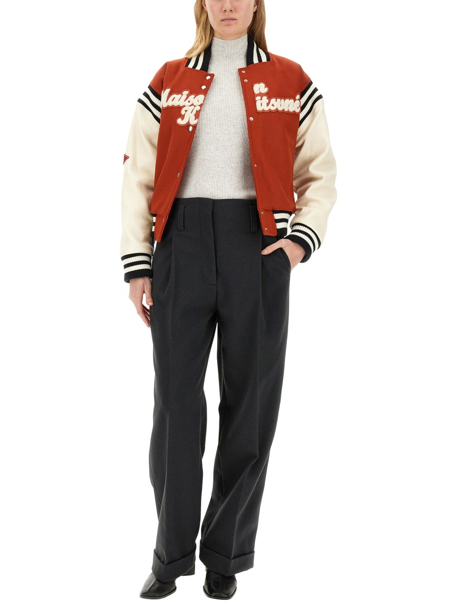 MAISON KITSUNÉ - WOOL LOGO VARSITY JACKET - Eleonora Bonucci MAISON KITSUNÉ - WOOL LOGO VARSITY JACKET - Eleonora Bonucci