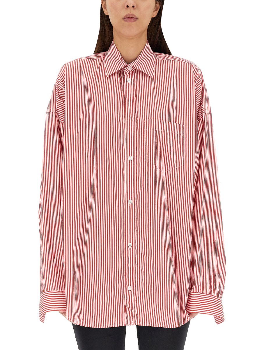 BALENCIAGA COTTON POPLIN SHIRT WITH STRIPE AND LOGO PATTERN Eleonora Bonucci