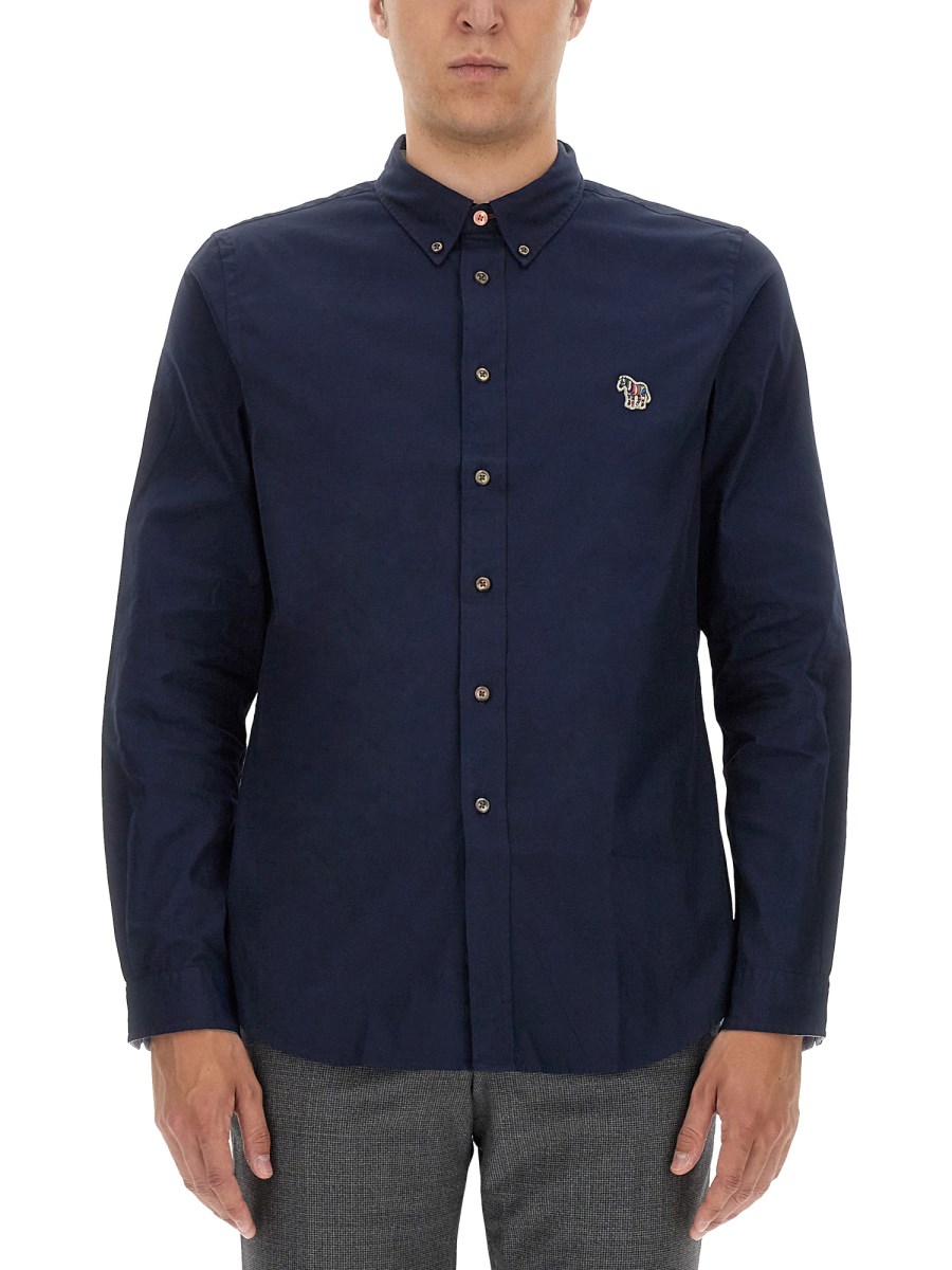 PS BY PAUL SMITH CAMICIA REGULAR FIT IN COTONE CON PATCH ZEBRA