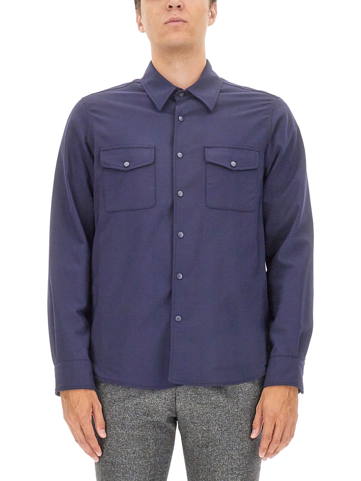 Shop Aspesi Double Shirt In Blue