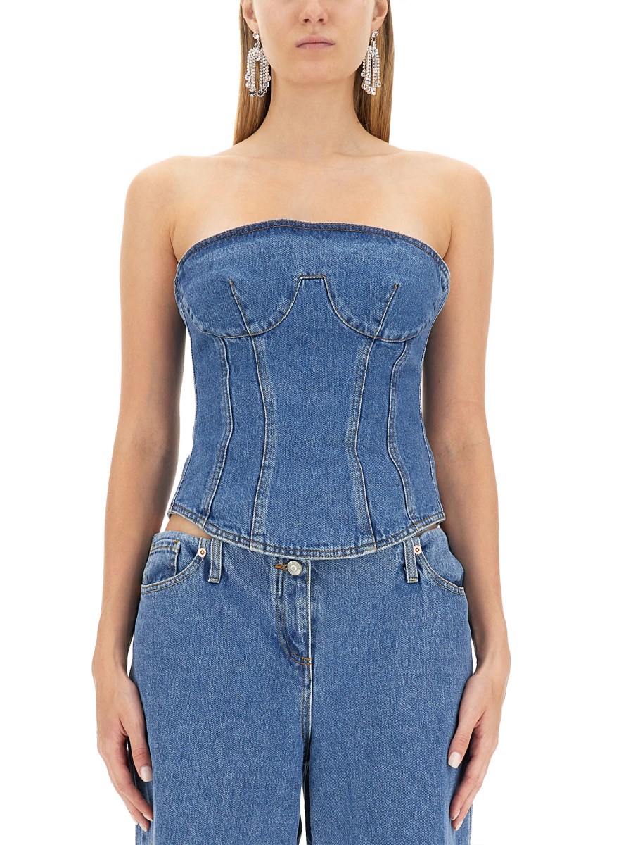 MAGDA BUTRYM CORSETTO SENZA SPALLINE IN DENIM DI COTONE