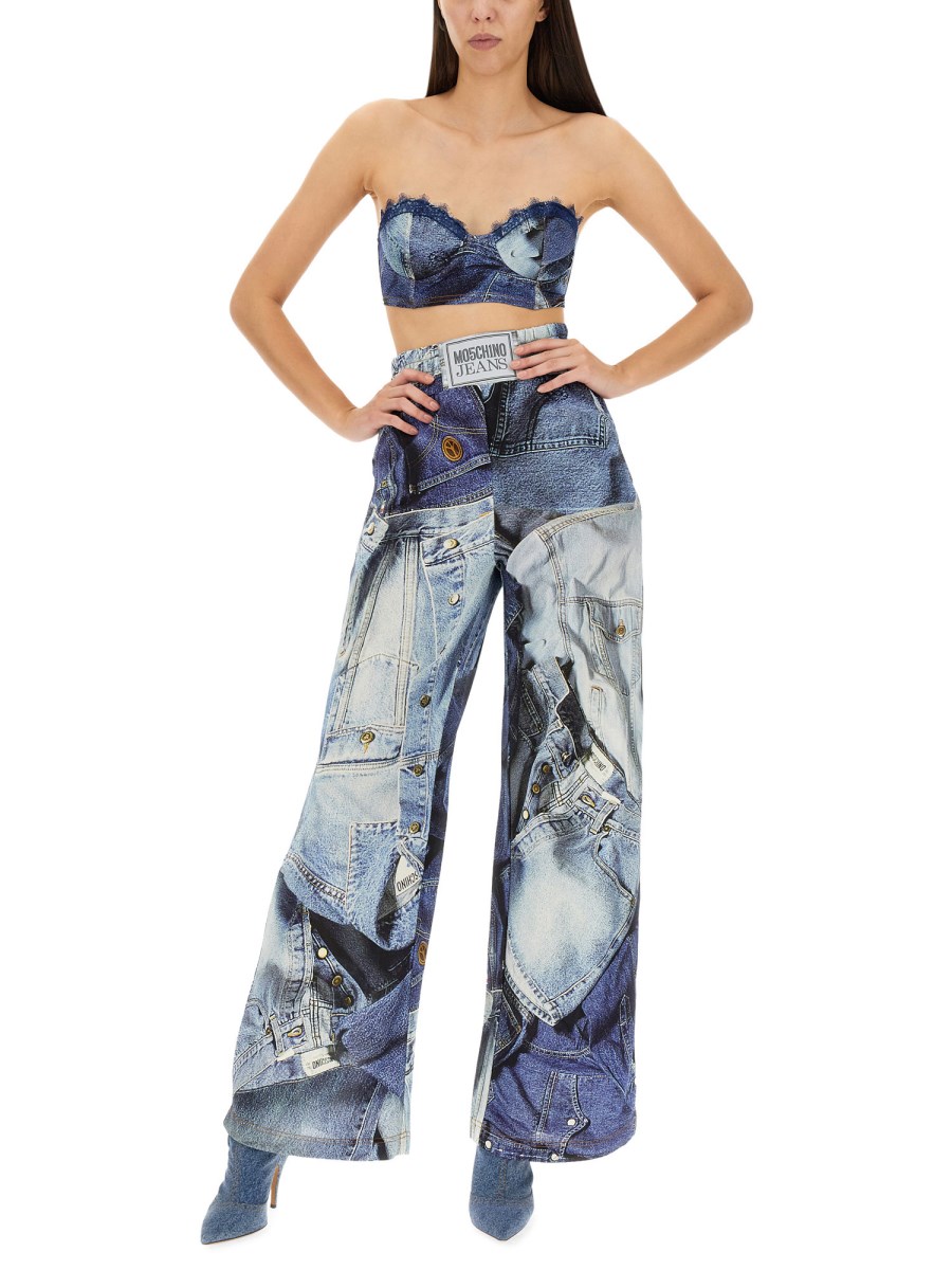 MOSCHINO JEANS - DENIM PRINT VISCOSE TOP - Eleonora Bonucci
