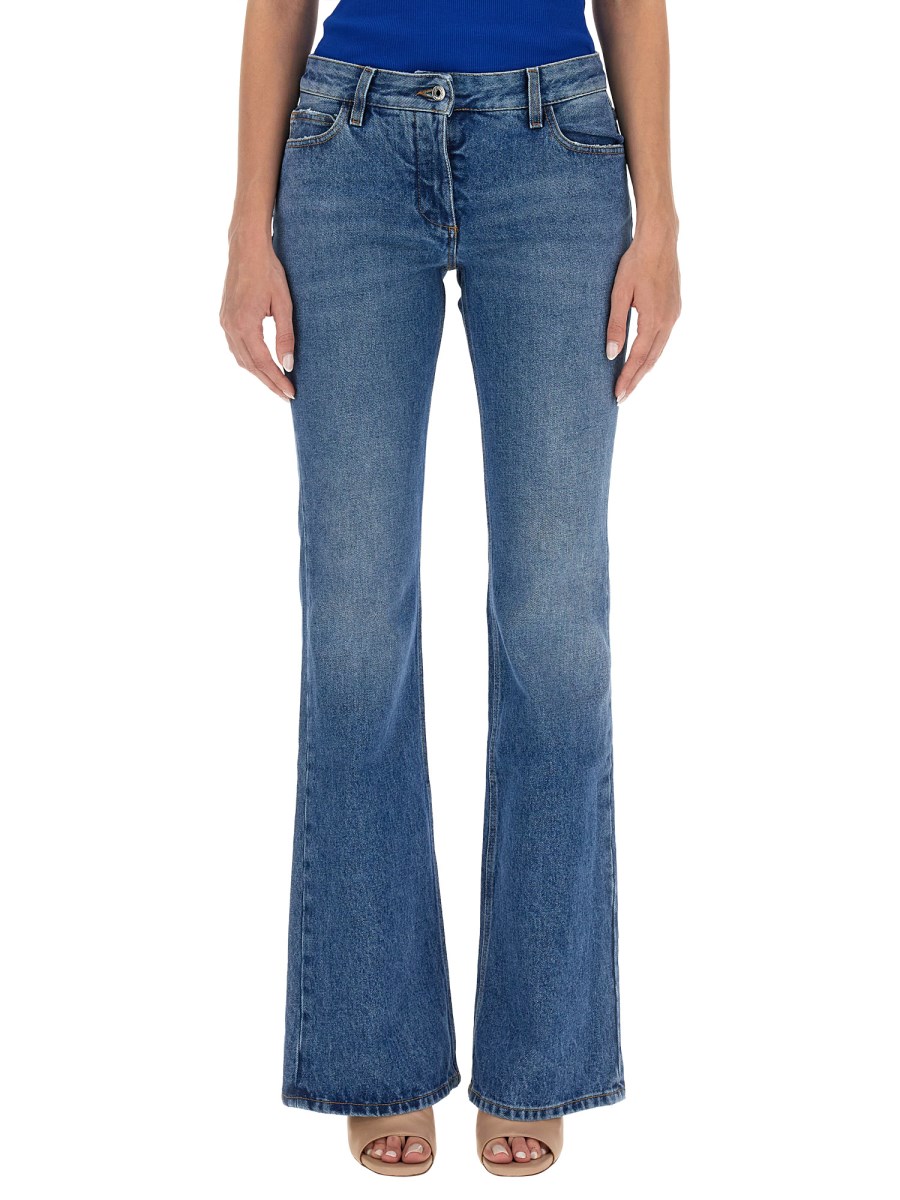 OFF-WHITE JEANS FLARE IN DENIM DI COTONE