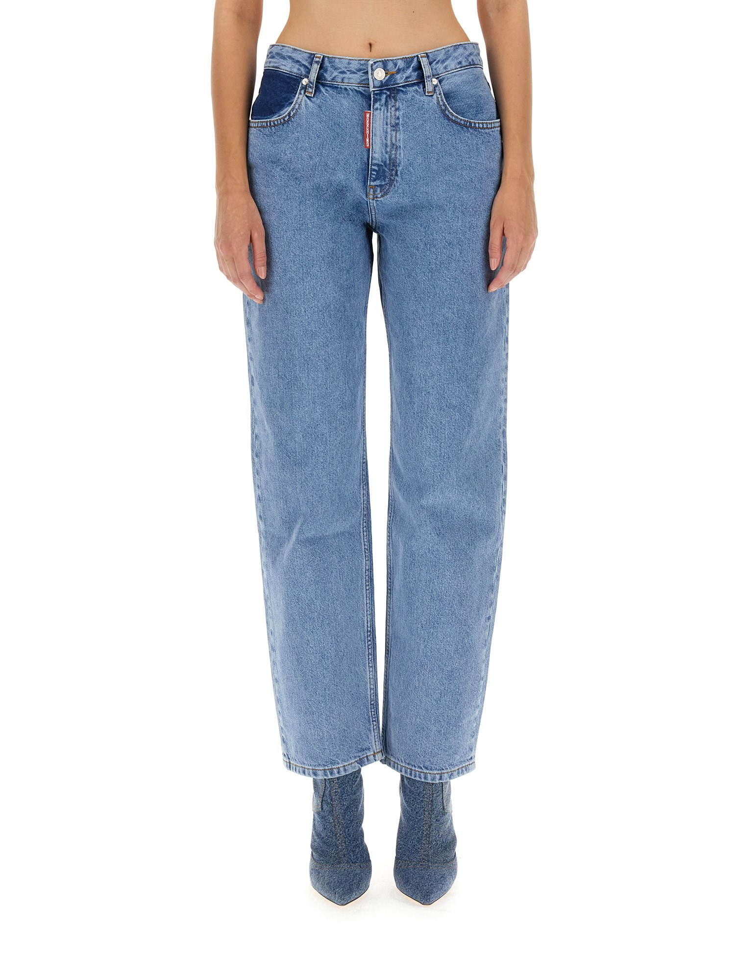 Moschino Jeans Two-tone Straight-leg Jeans In Blue