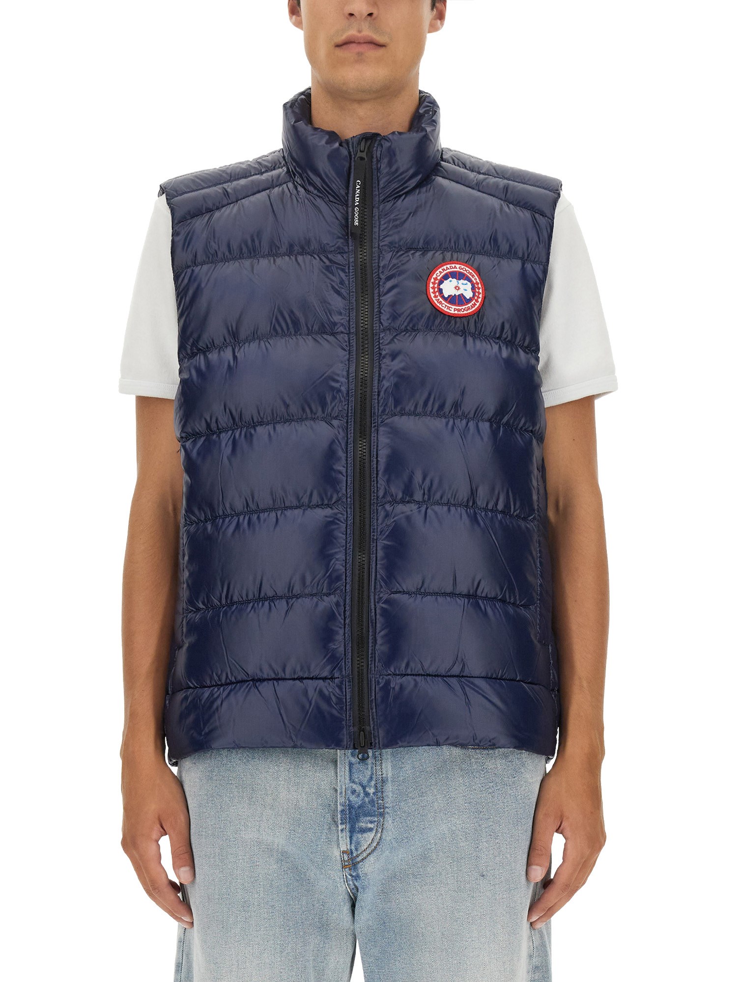 canada goose down vest with logo patch