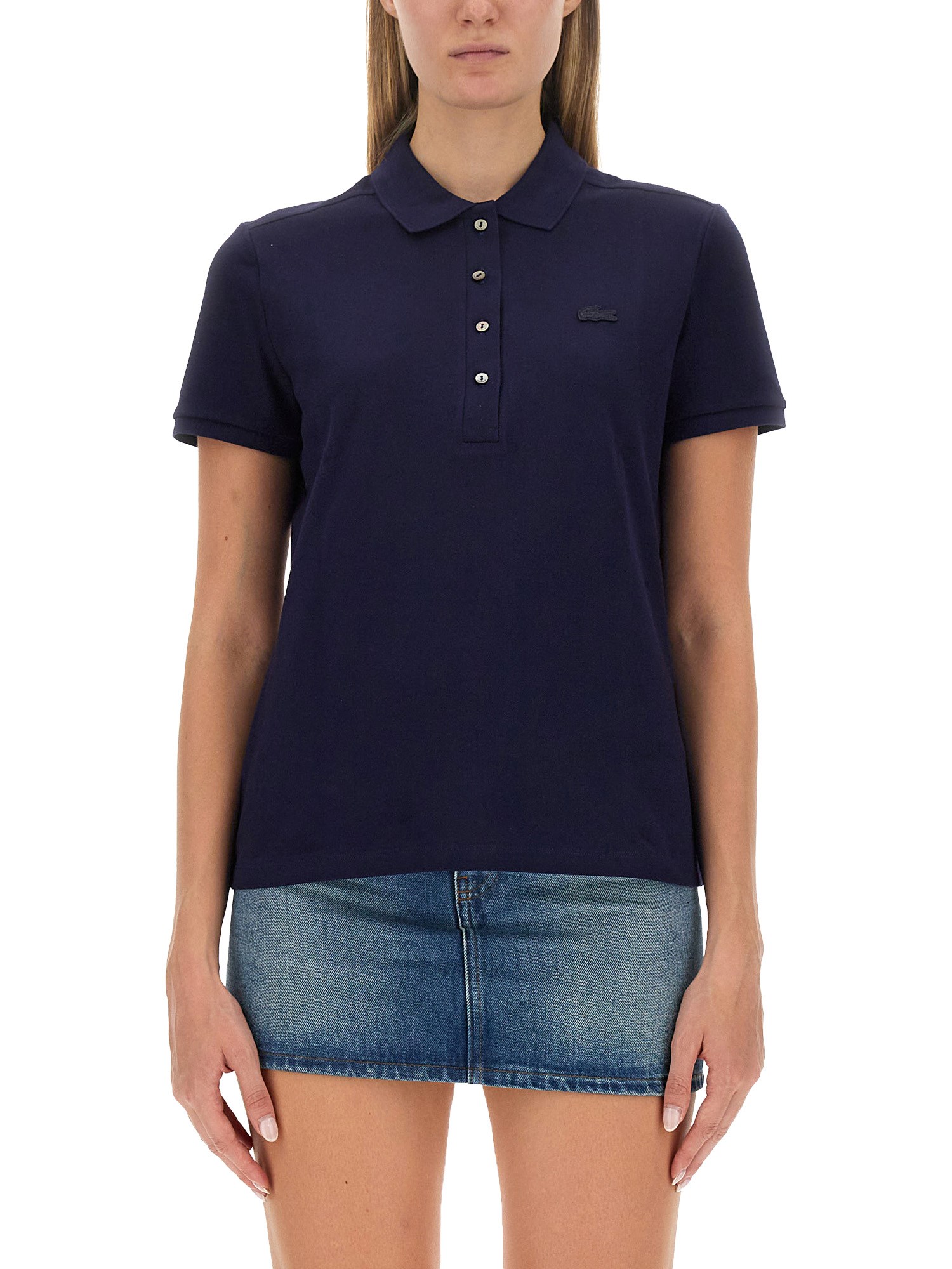 Shop Lacoste Polo With Logo In Blue