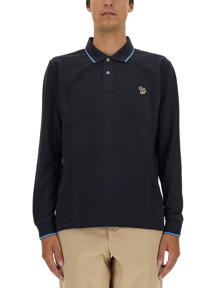 PS BY PAUL SMITH POLO IN PIQUE DI COTONE CON PATCH ZEBRA