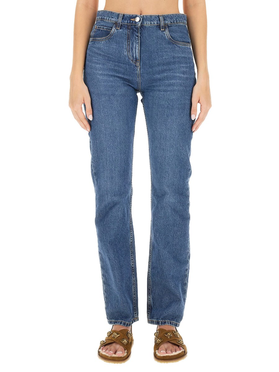 Etro Cotton Floral Embroidered Jeans in Blue