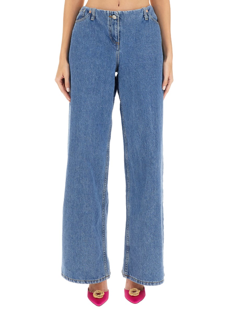 MAGDA BUTRYM JEANS ULTRA LOW WAIST WIDE LEG IN DENIM DI COTONE