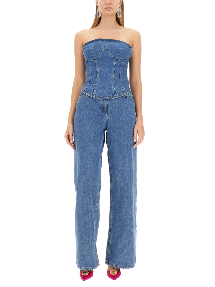 MAGDA BUTRYM - ULTRA LOW WAIST WIDE LEG JEANS IN COTTON DENIM - Eleonora  Bonucci