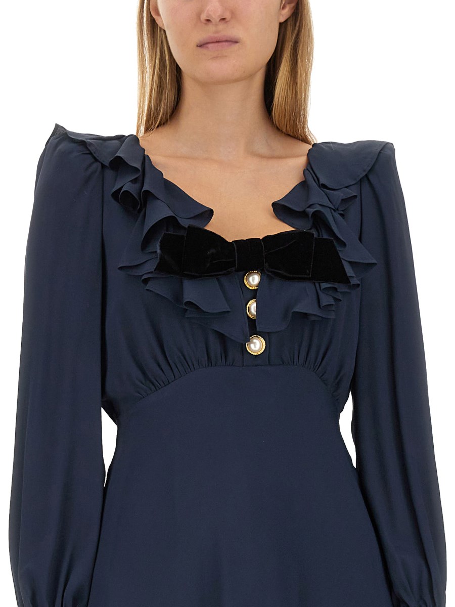 ALESSANDRA RICH SILK BLEND MINI DRESS WITH RUFFLE Eleonora Bonucci