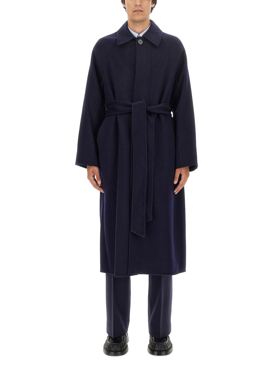 コート Ami Paris Cappotto In Lana AMI PARIS - CAPPOTTO CON CINTURA IN LANA E CASHMERE