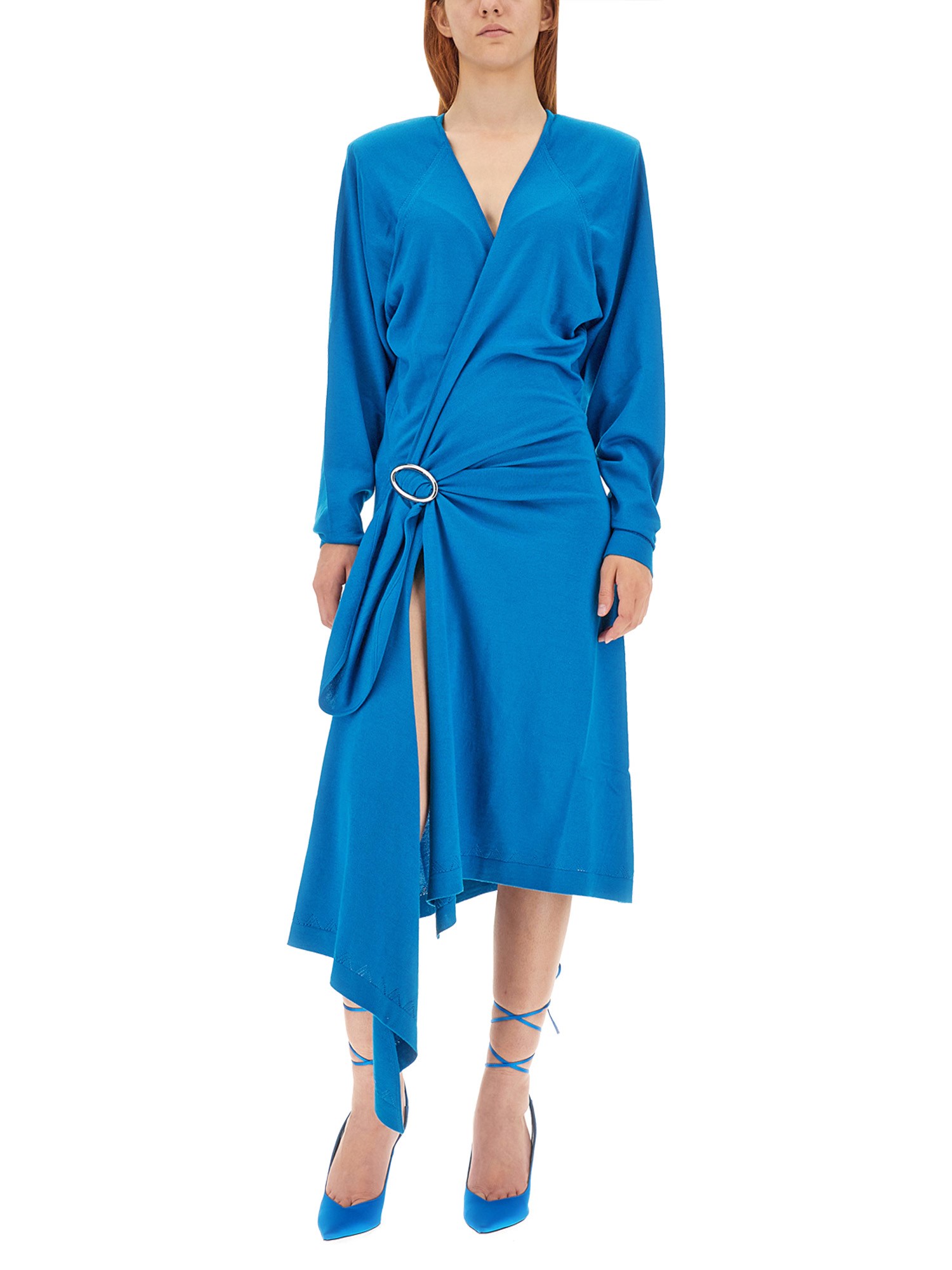Shop Attico Atwell Midi Dress In Blue