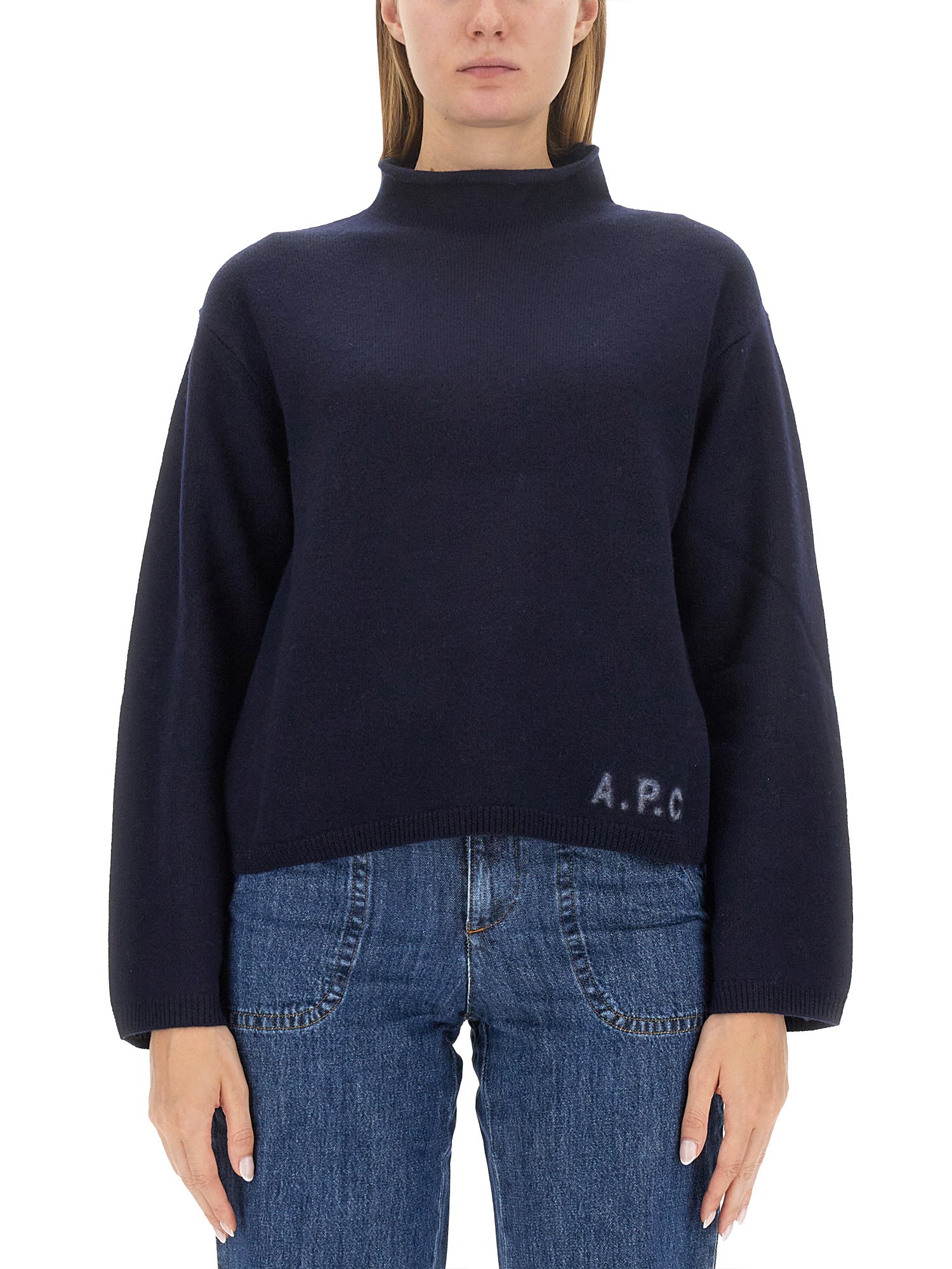 Shop Apc Jersey With Logo In Blue