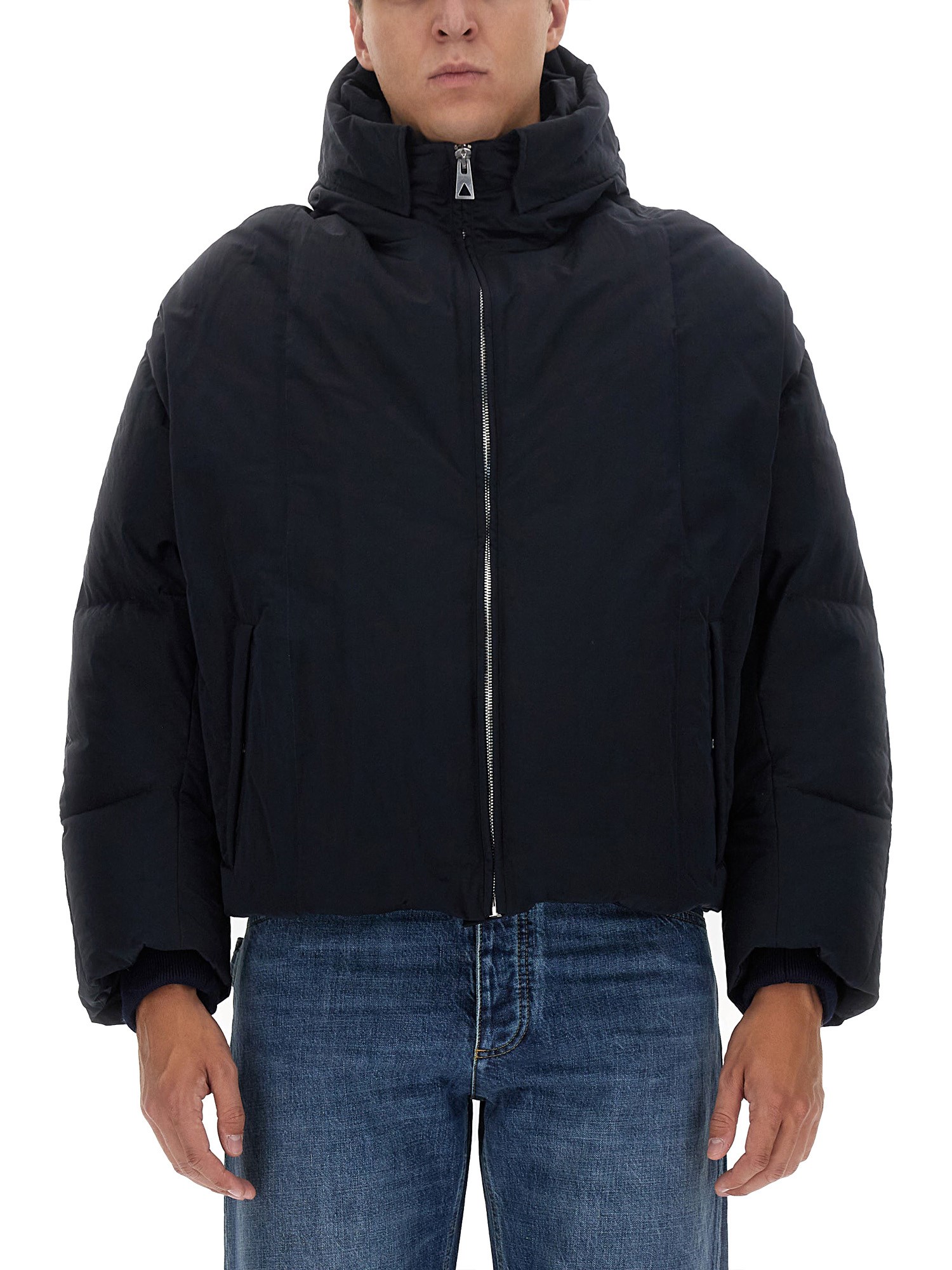 Bottega Veneta Men Down Jacket In Tech In Blue