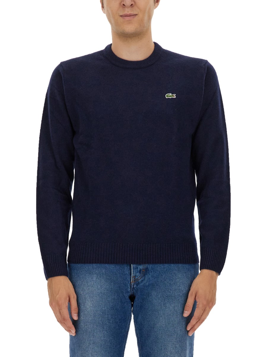 LACOSTE - WOOL SWEATER WITH LOGO EMBROIDERY - Eleonora Bonucci