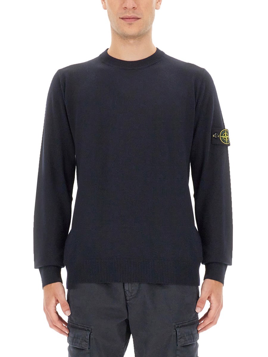 STONE ISLAND MAGLIA IN LANA VERGINE CON LOGO