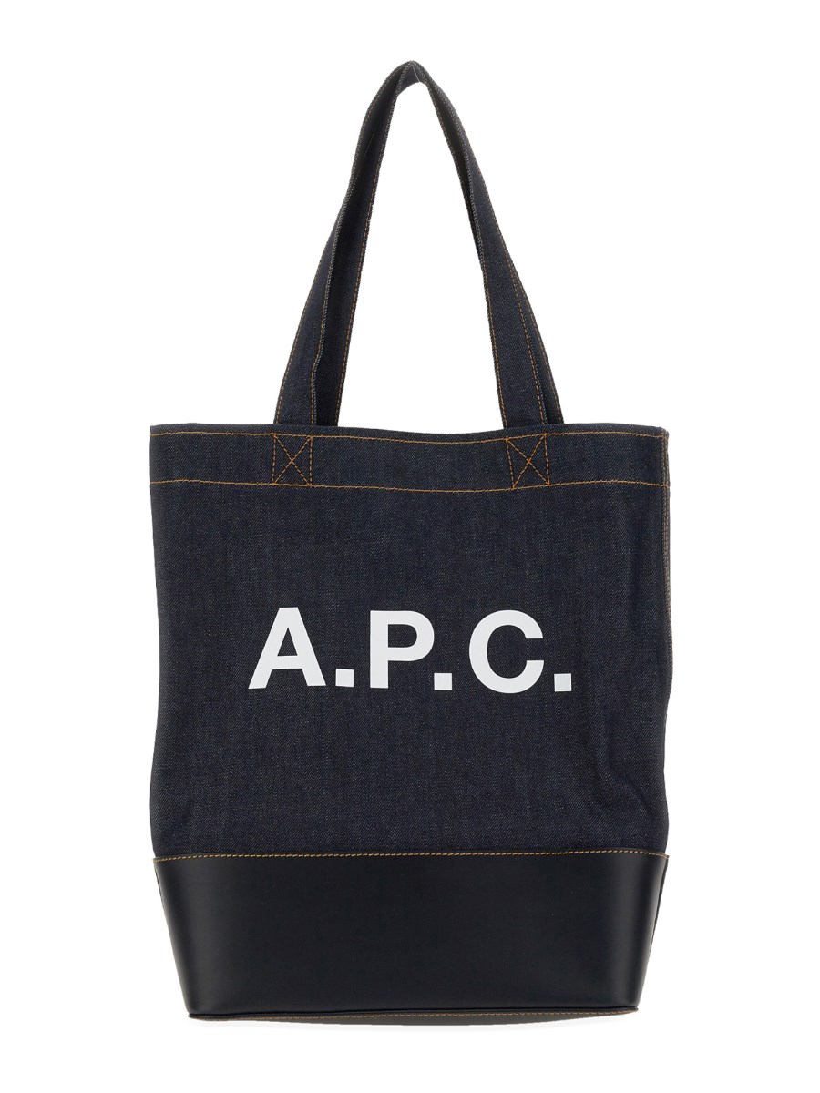 A.P.C. BORSA TOTE AXELLE IN DENIM CON LOGO