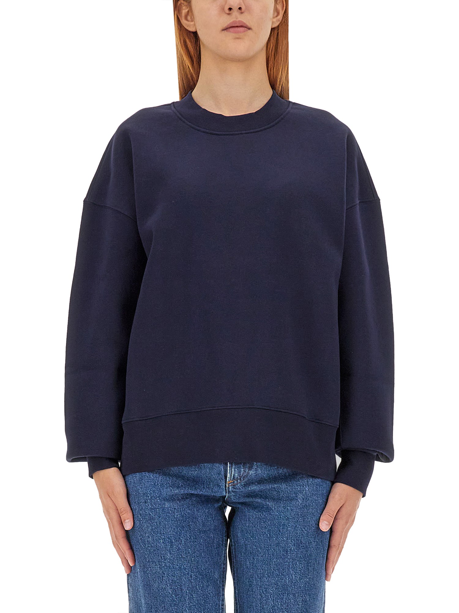 Ami Alexandre Mattiussi Sweatshirt With Logo Embroidery In Blue