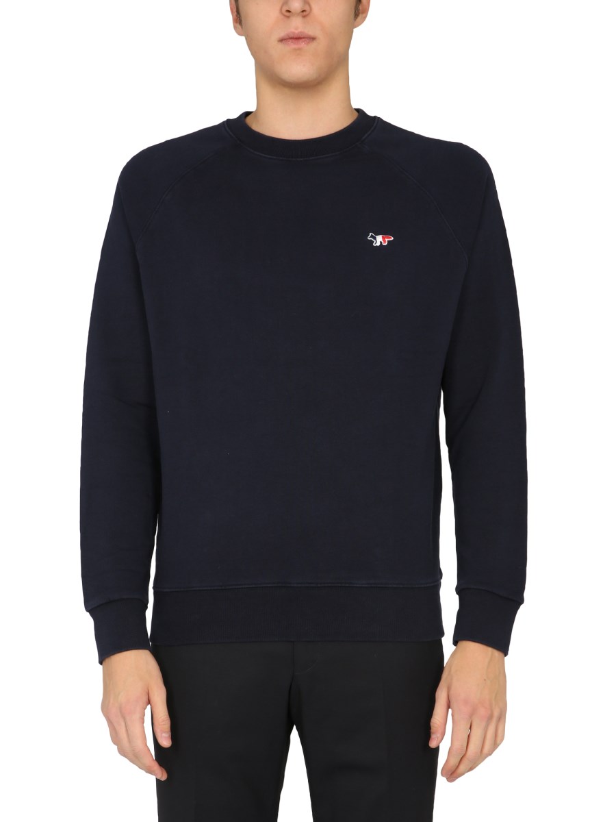 MAISON KITSUNE COTTON SWEATSHIRT WITH TRICOLOR FOX PATCH Eleonora Bonucci