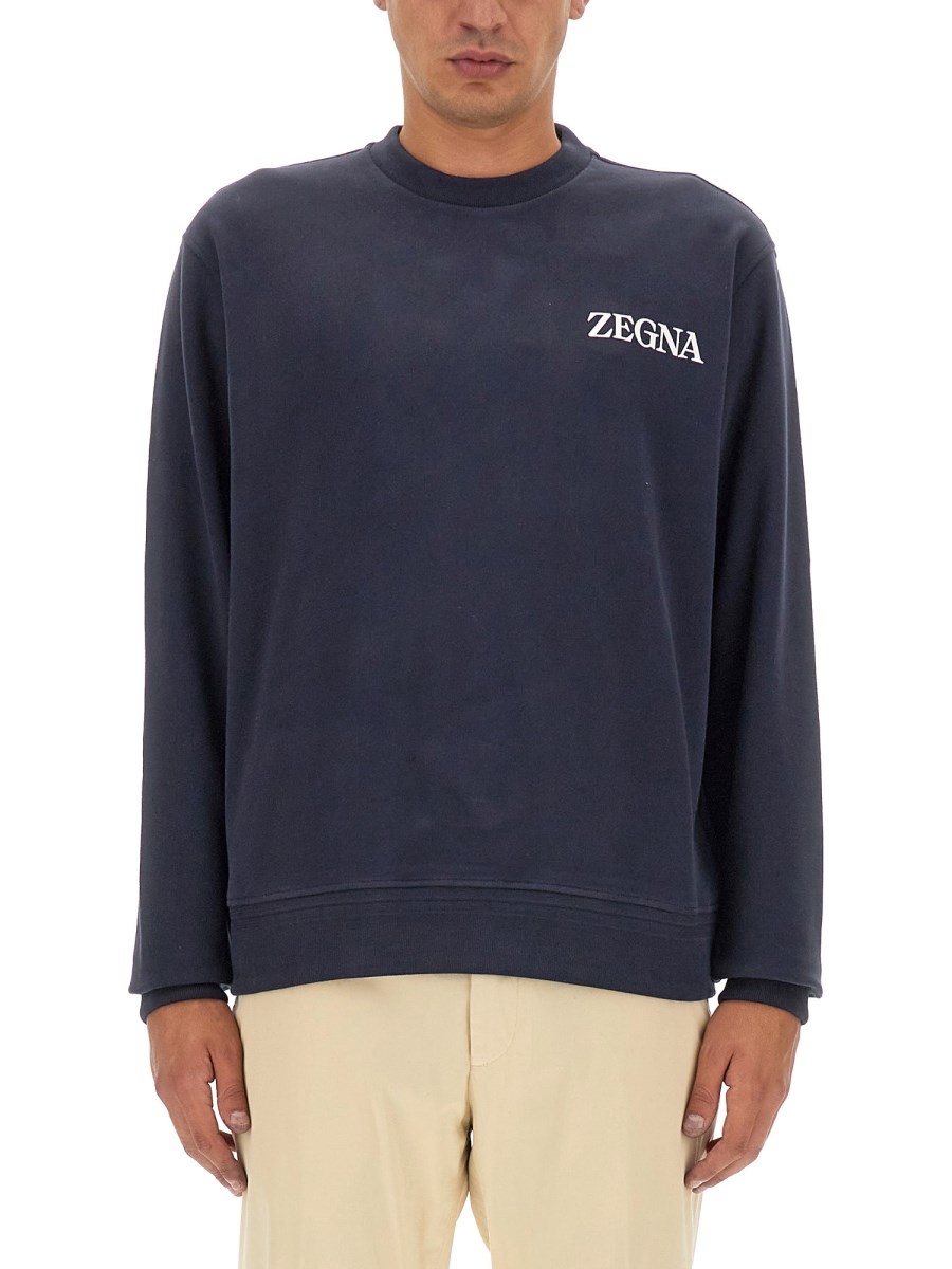 ZEGNA FELPA IN COTONE CON LOGO