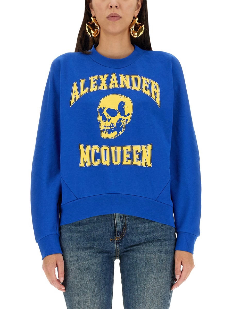 ALEXANDER McQUEEN FELPA VARSIITY SKULL IN COTONE