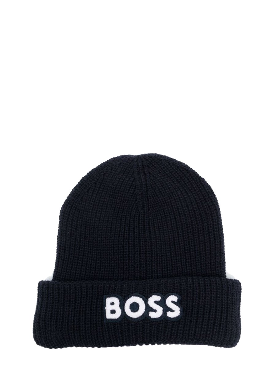 beanie con logo a contrasto