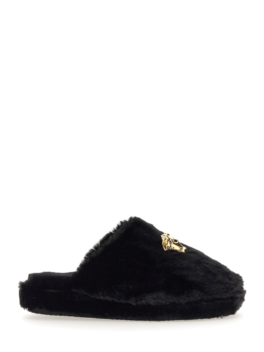 VERSACE LA MEDUSA FAUX FUR SLIPPERS Eleonora Bonucci