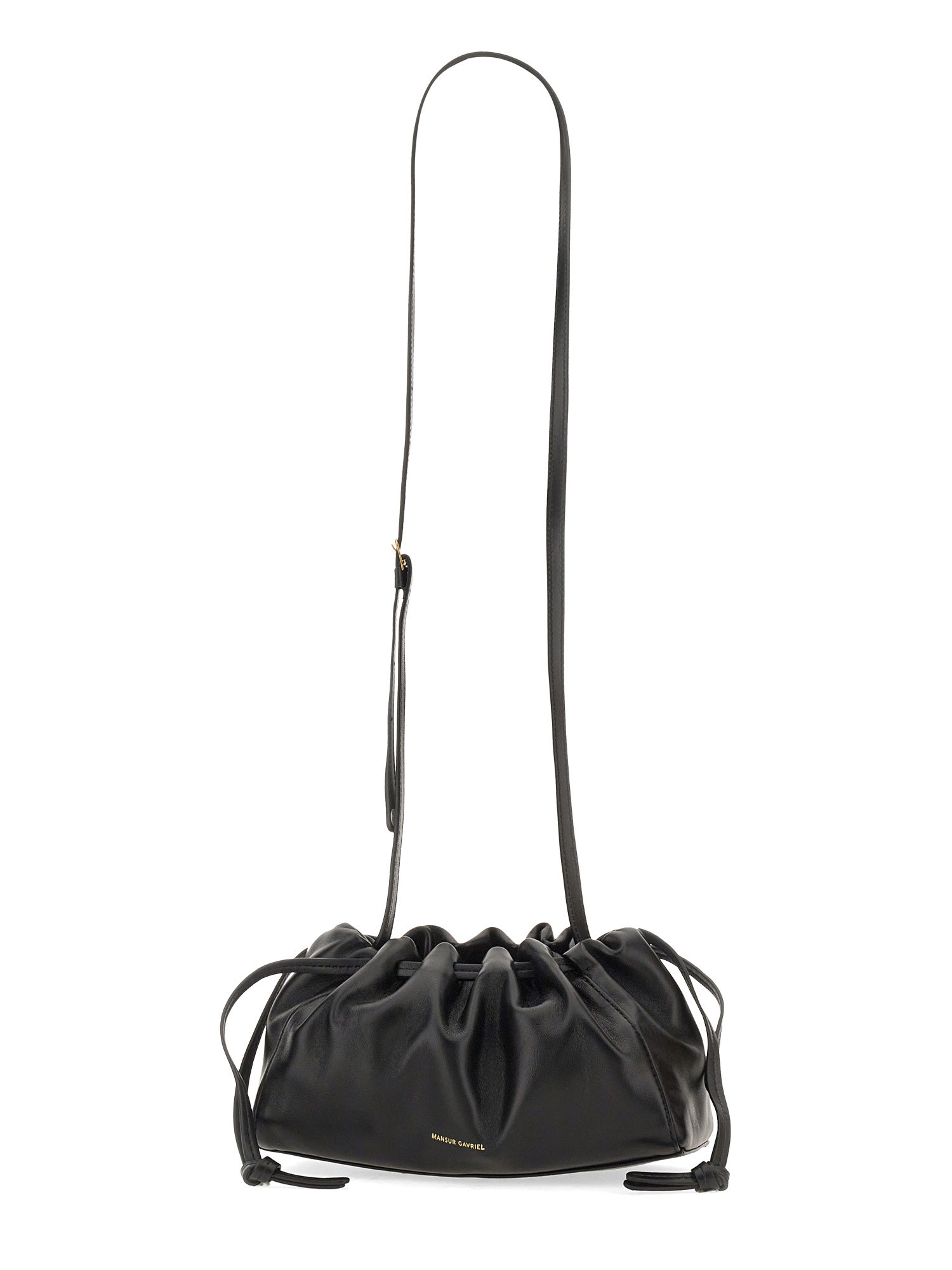 Mansur Gavriel Adjustable Strap Ruched Mini Bag In Black