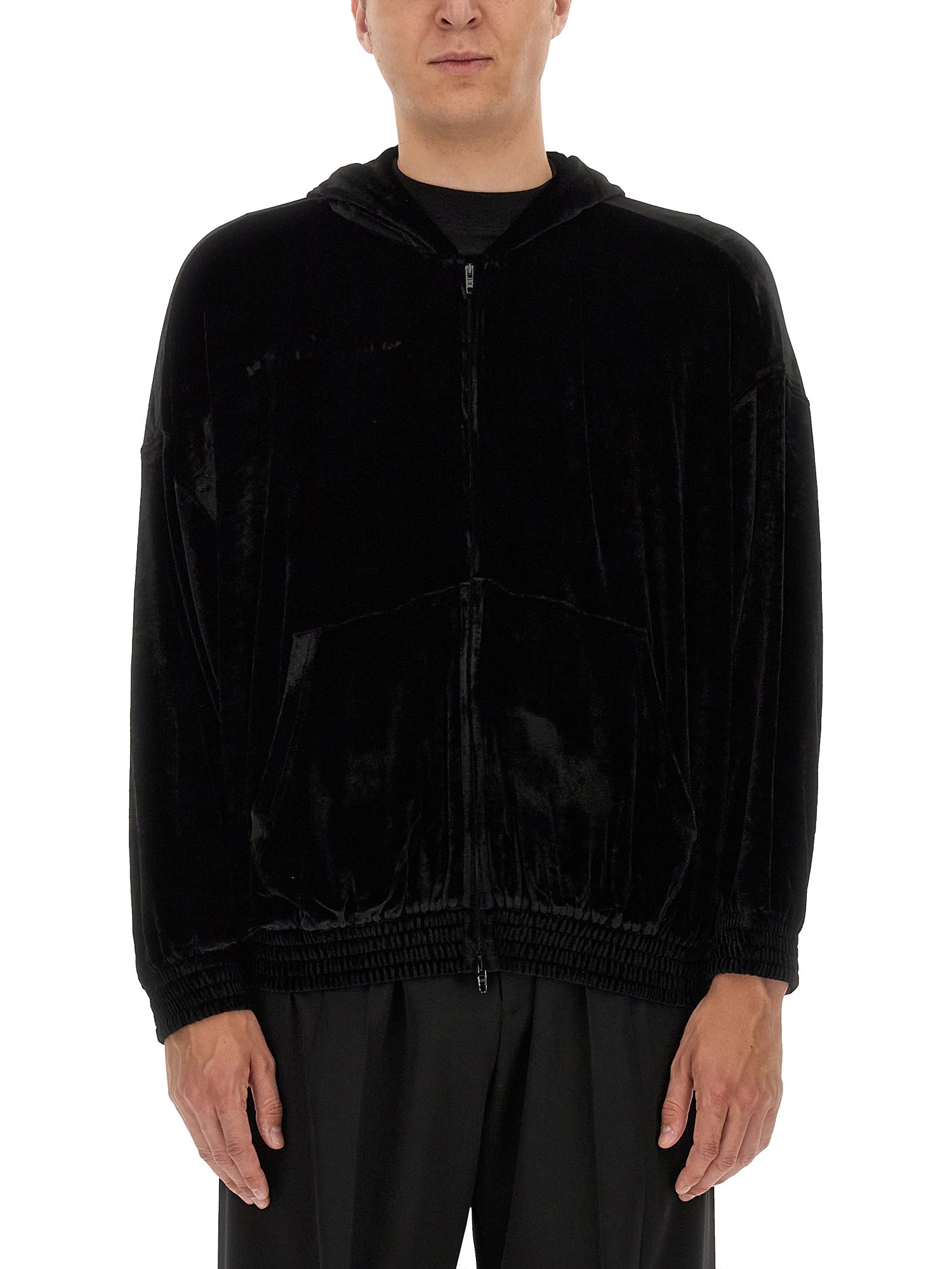 Balenciaga Velvet Sweatshirt In Black