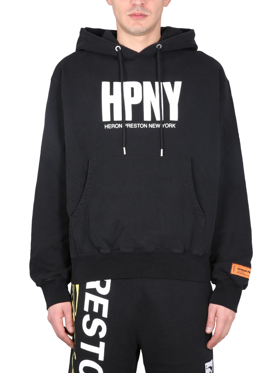 HERON PRESTON FELPA IN COTONE CON STAMPA LOGO