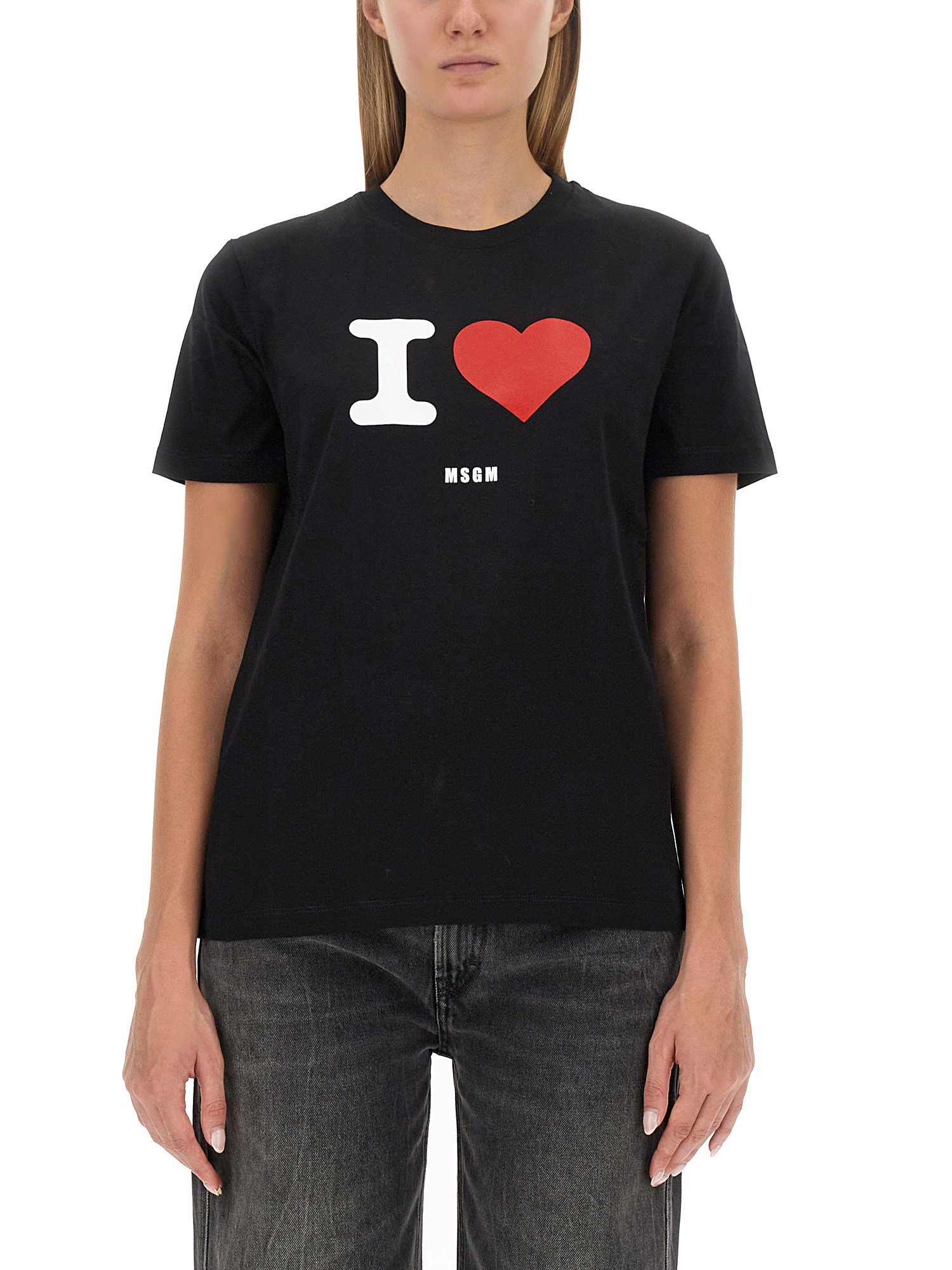 Msgm Logo-print Cotton T-shirt In Black