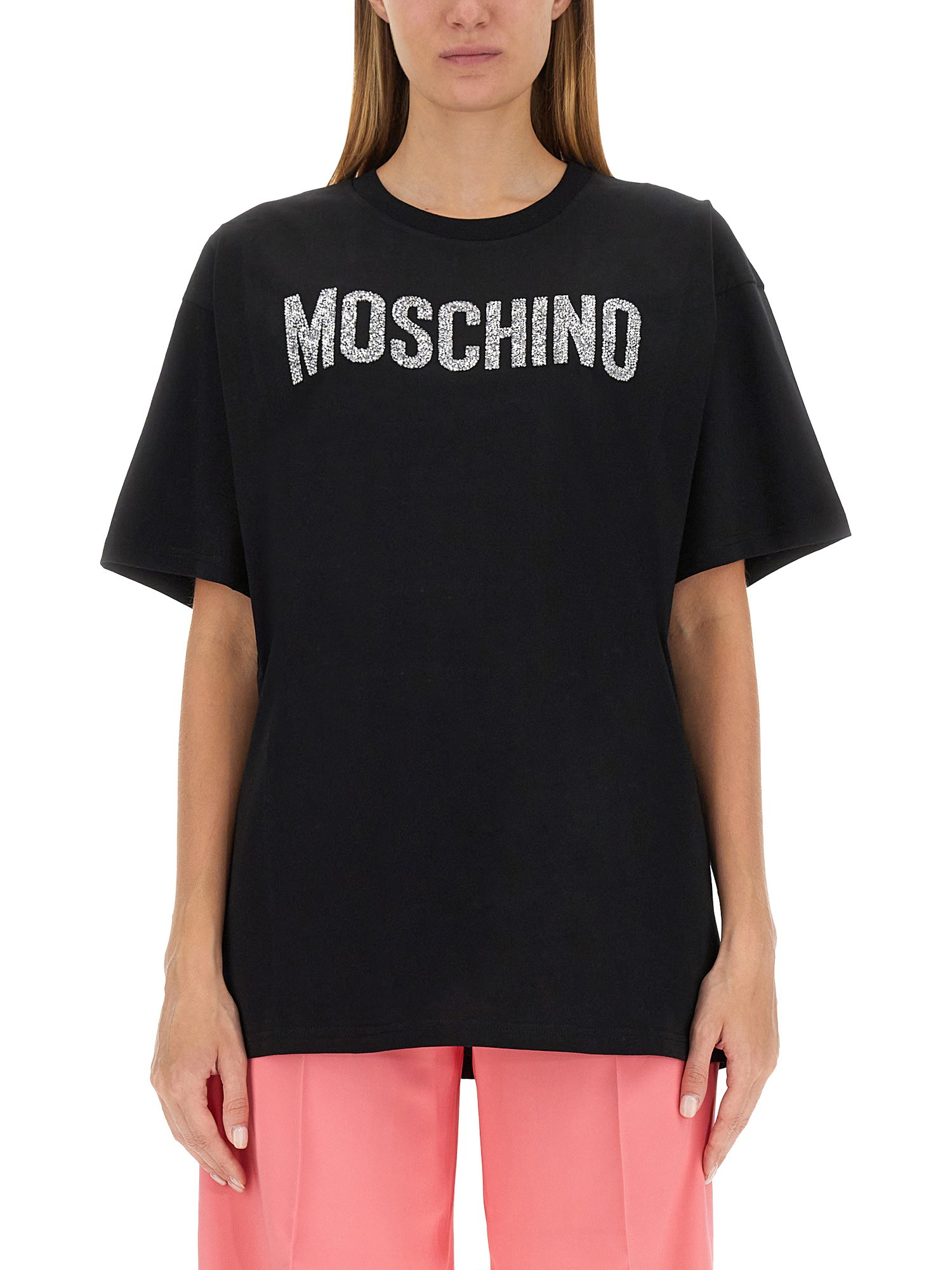 Moschino Black Organic Cotton Jersey T-shirt In Black