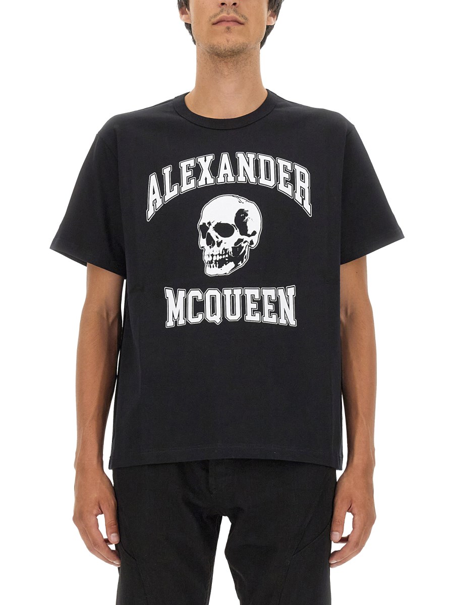 ALEXANDER McQUEEN T-SHIRT IN JERSEY DI COTONE CON LOGO SKULL