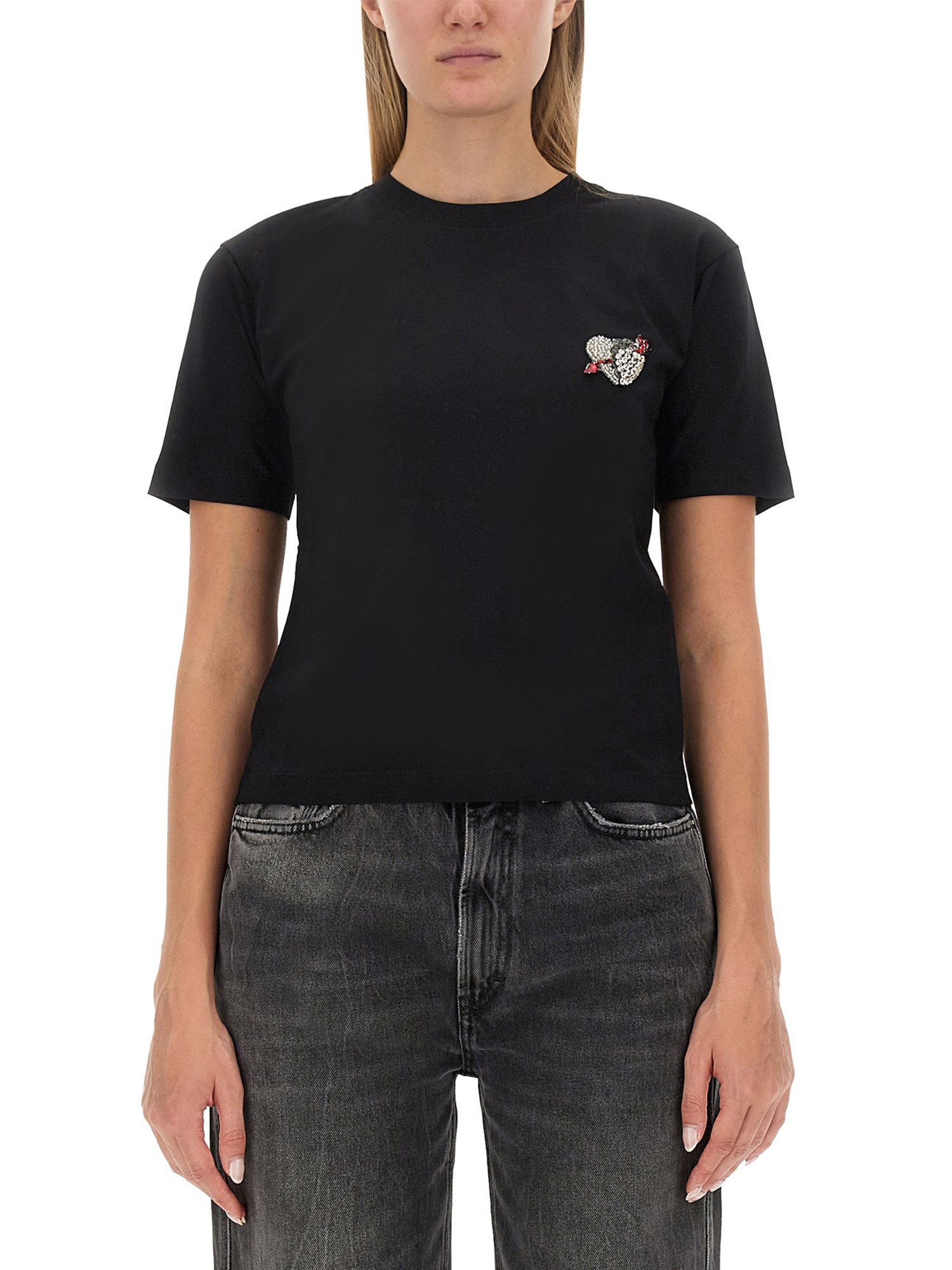 Shop Msgm T-shirt With Logo In Black