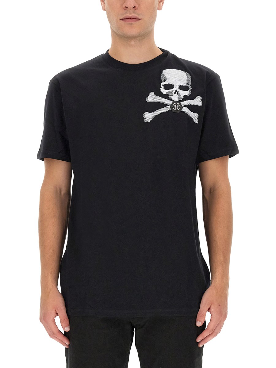 PHILIPP PLEIN T-SHIRT CON LOGO IN JERSEY DI COTONE