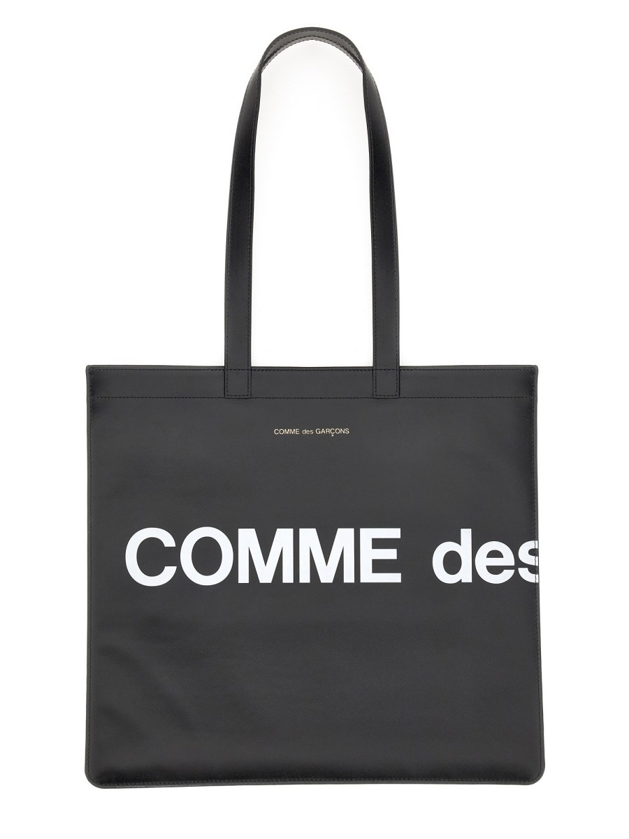 COMME DES GARCONS WALLET BORSA TOTE IN PELLE HUGE LOGO