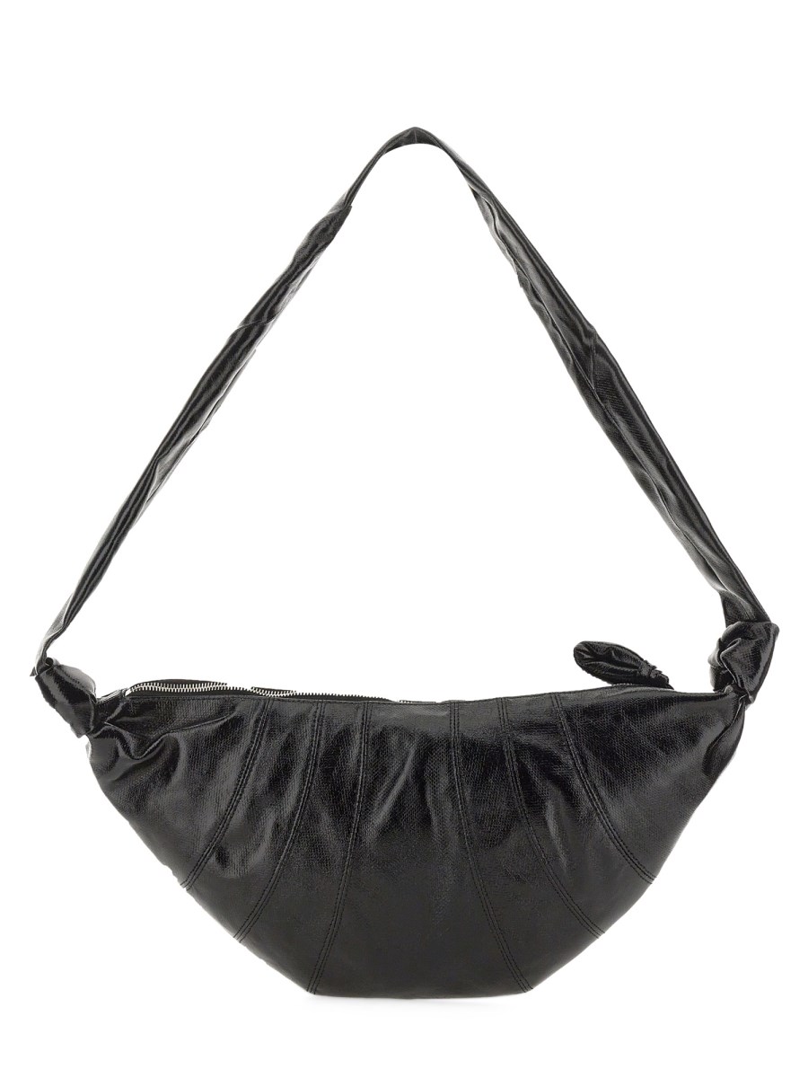 Croissant Small Coated Canvas Shoulder Bag in Black - Lemaire