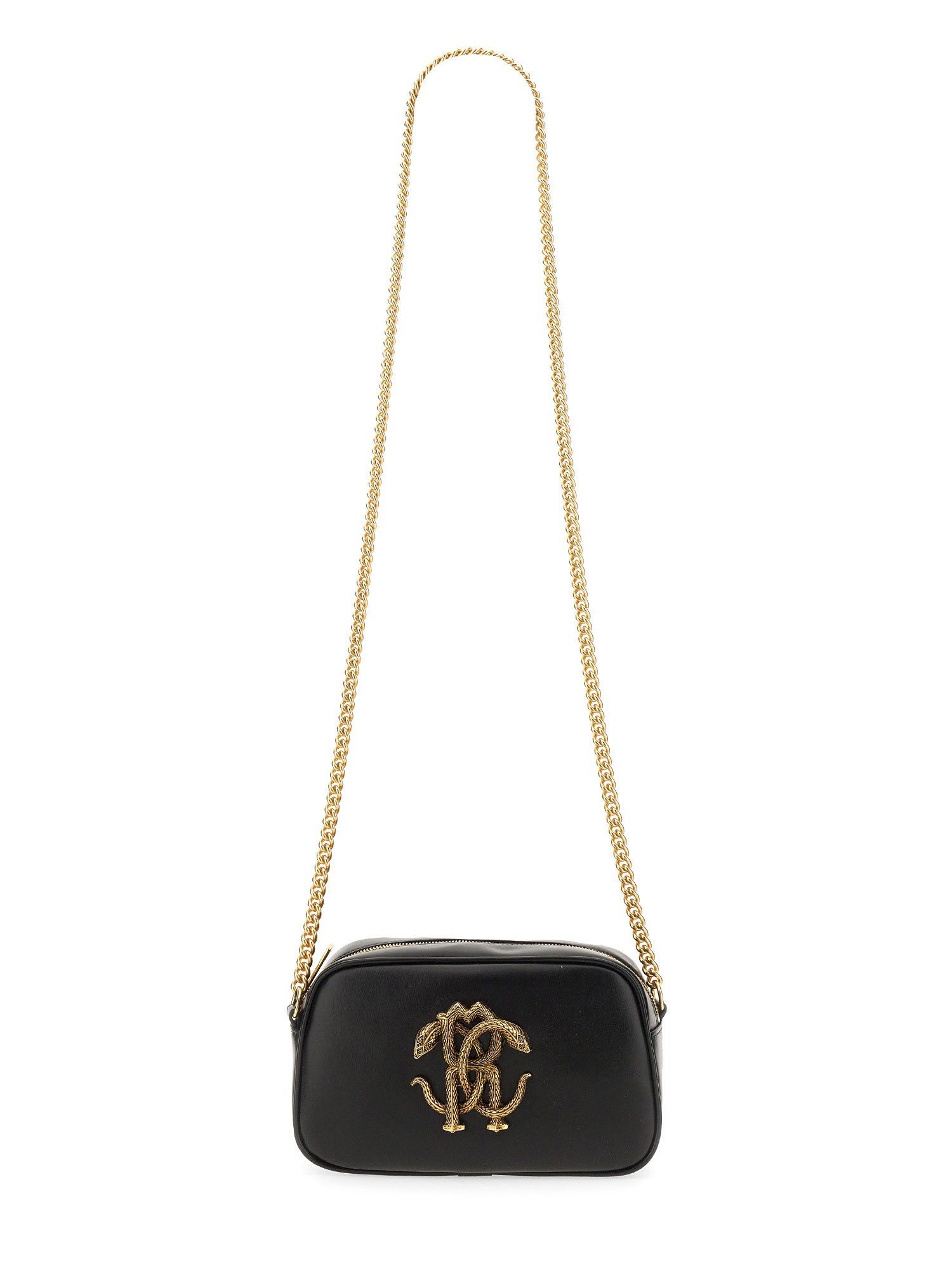 Roberto Cavalli Mirror Snake Schultertasche In Black