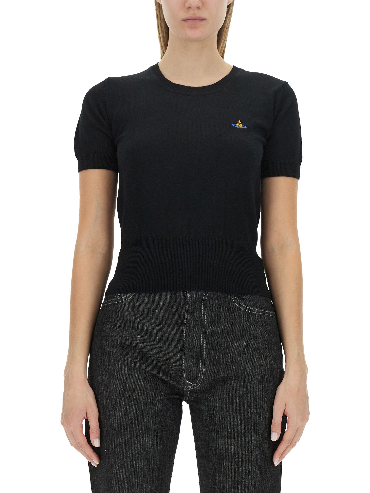 Vivienne Westwood Bea Short Sleeve Sweater In Black