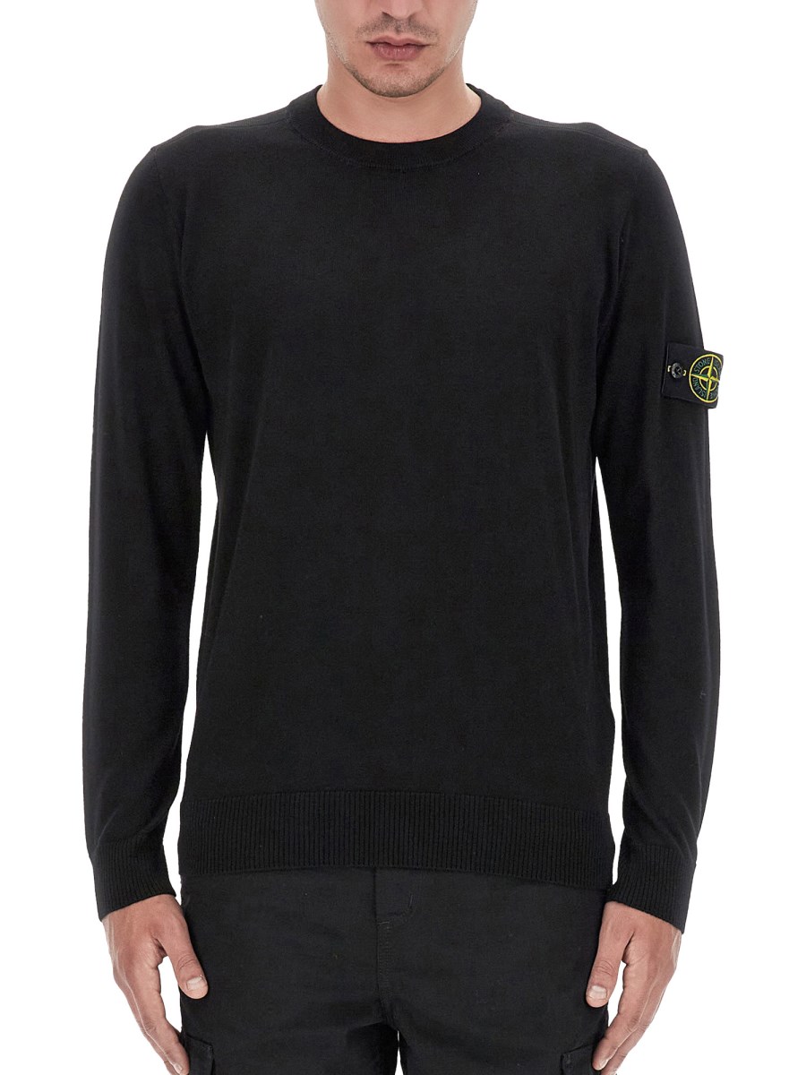 Stone island black crew cheap neck jumper