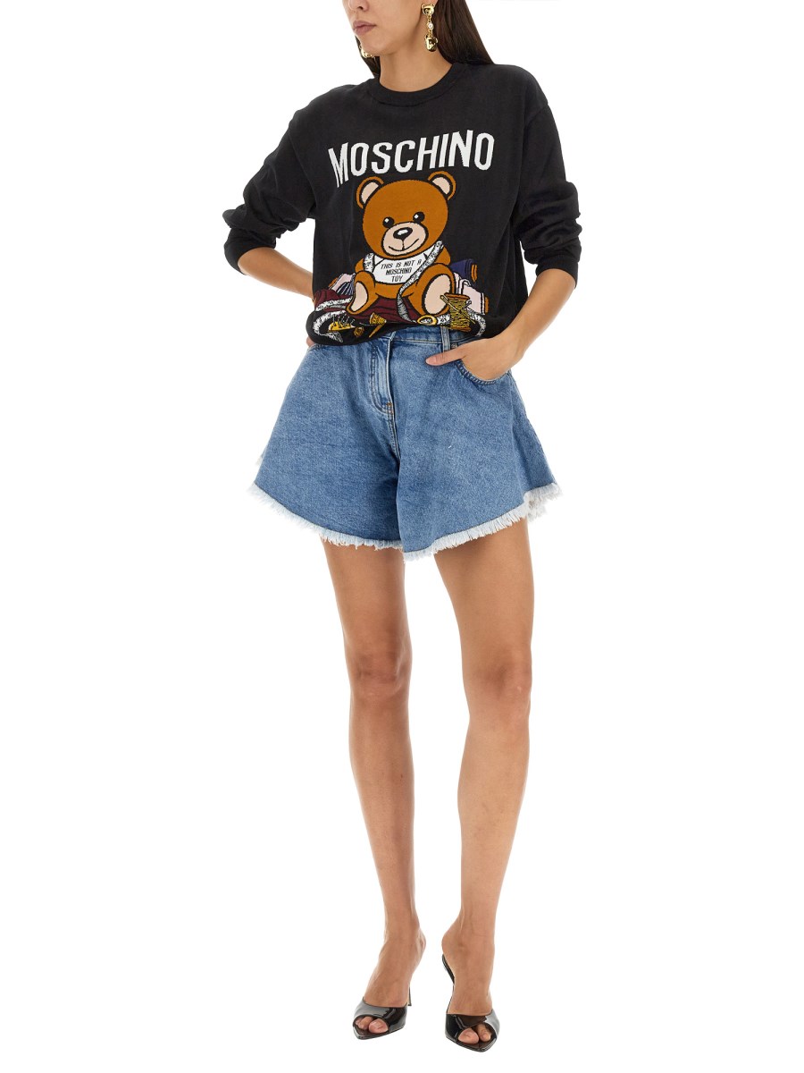 Moschino Teddy Bear Embroidered Sweatshirt in Black